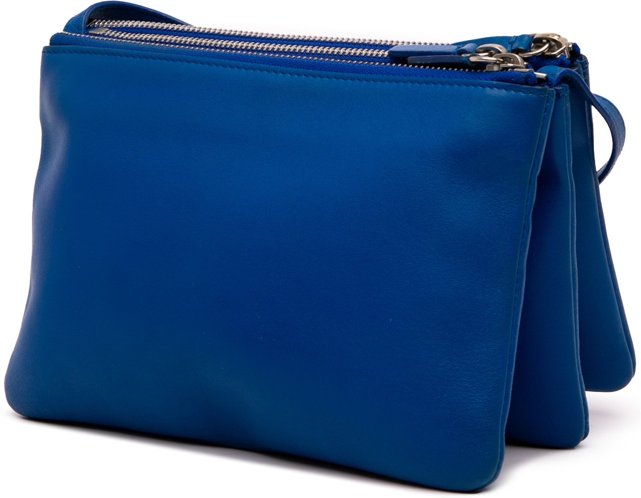 Celine Small Lambskin Trio Crossbody Blauw