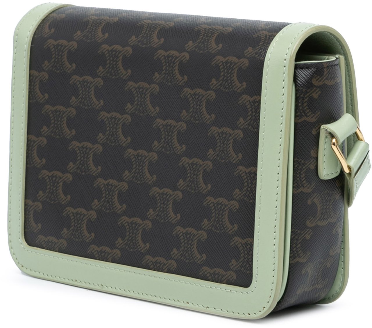 Celine Teen Triomphe Coated Canvas and Calfskin Triomphe Crossbody Bruin