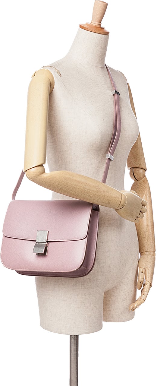 Celine Medium Calfskin Classic Box Roze