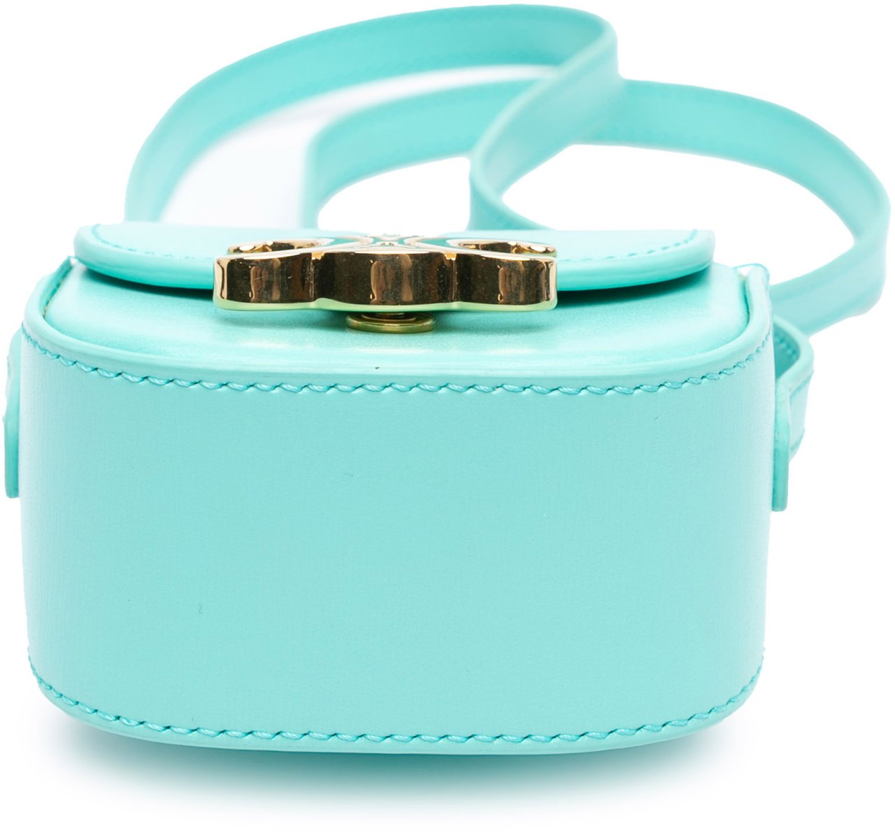 Celine Leather Triomphe AirPods Case with Strap Blauw