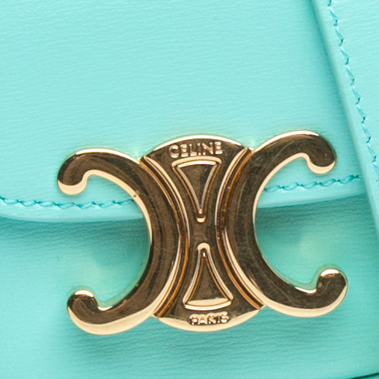 Celine Leather Triomphe AirPods Case with Strap Blauw