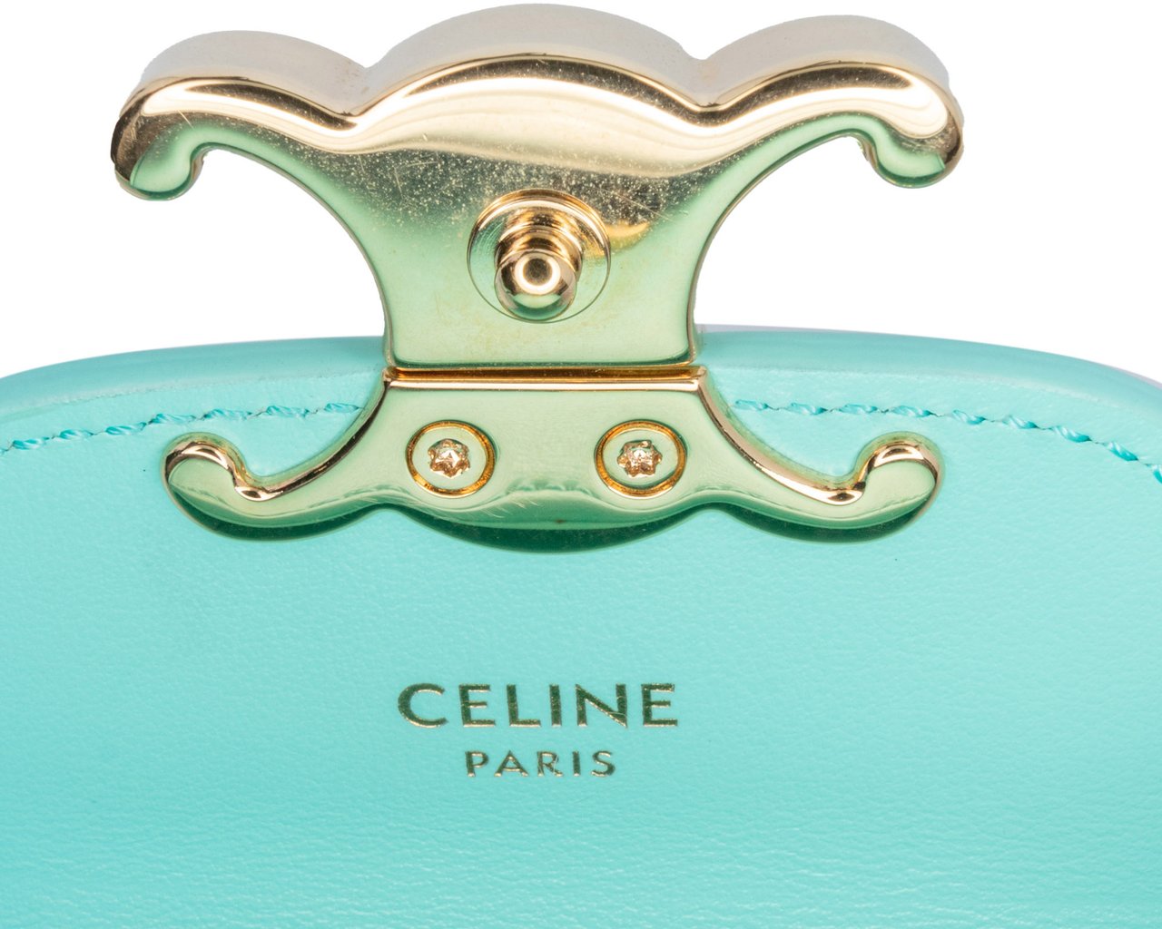 Celine Leather Triomphe AirPods Case with Strap Blauw