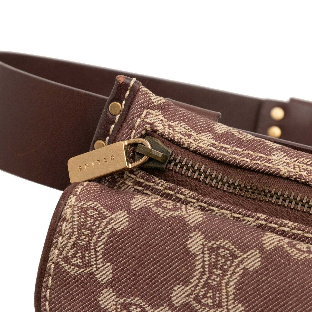 Celine Macadam Denim Double Pocket Belt Bag Bruin