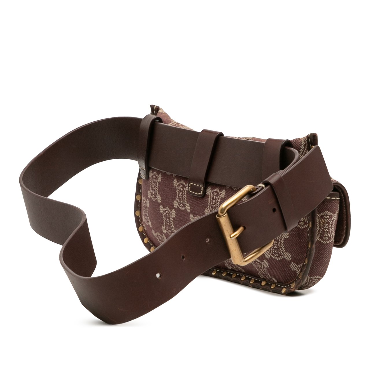 Celine Macadam Denim Double Pocket Belt Bag Bruin