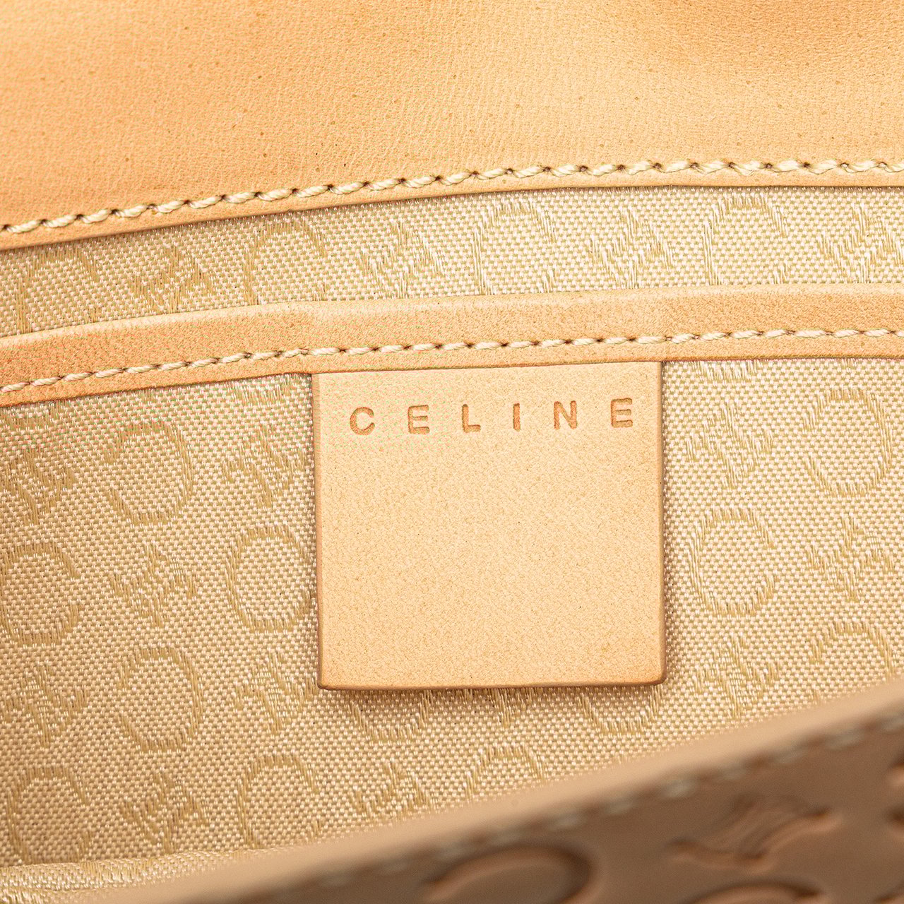 Celine C Macadam Leather Pochette Bruin