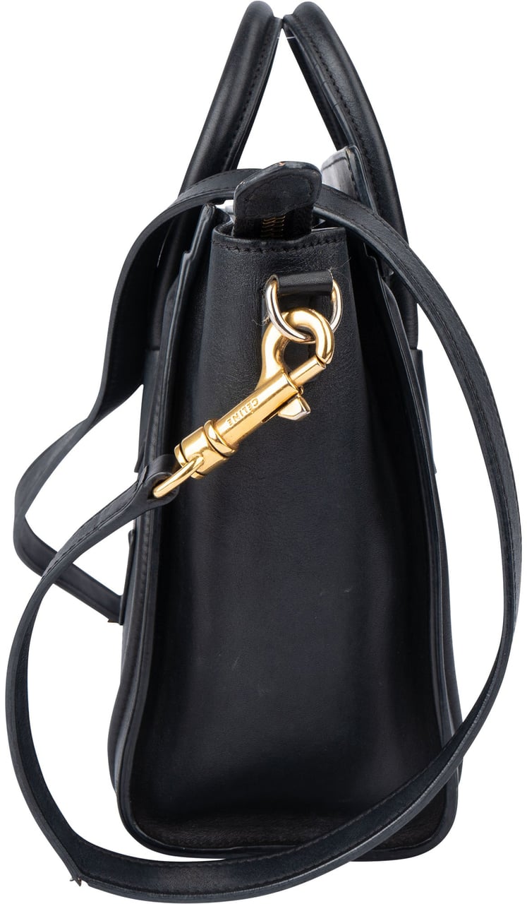 Celine Céline Black Leather Luggage Handbag Zwart