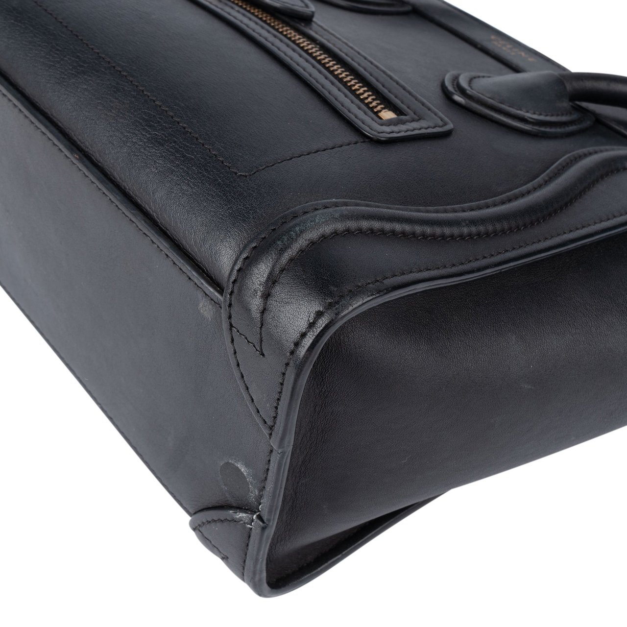 Celine Céline Black Leather Luggage Handbag Zwart