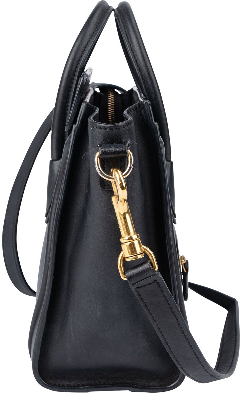 Celine Céline Black Leather Luggage Handbag Zwart