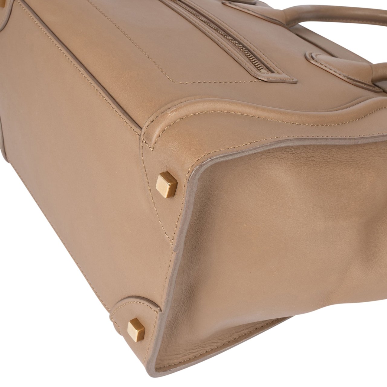 Celine Céline Taupe Leather Luggage Handbag Donkergrijs