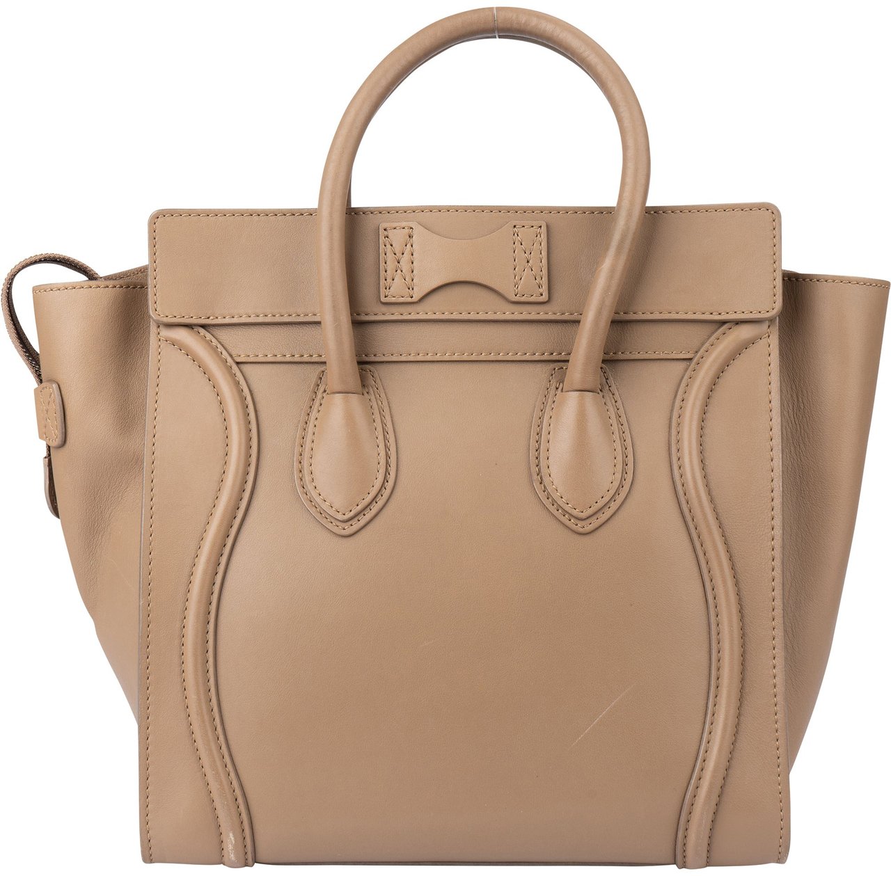 Celine Céline Taupe Leather Luggage Handbag Donkergrijs