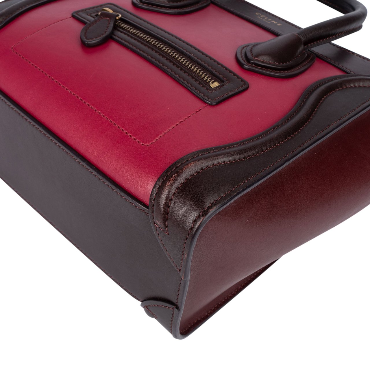 Celine Céline Tricolor Leather Luggage Handbag Bruin