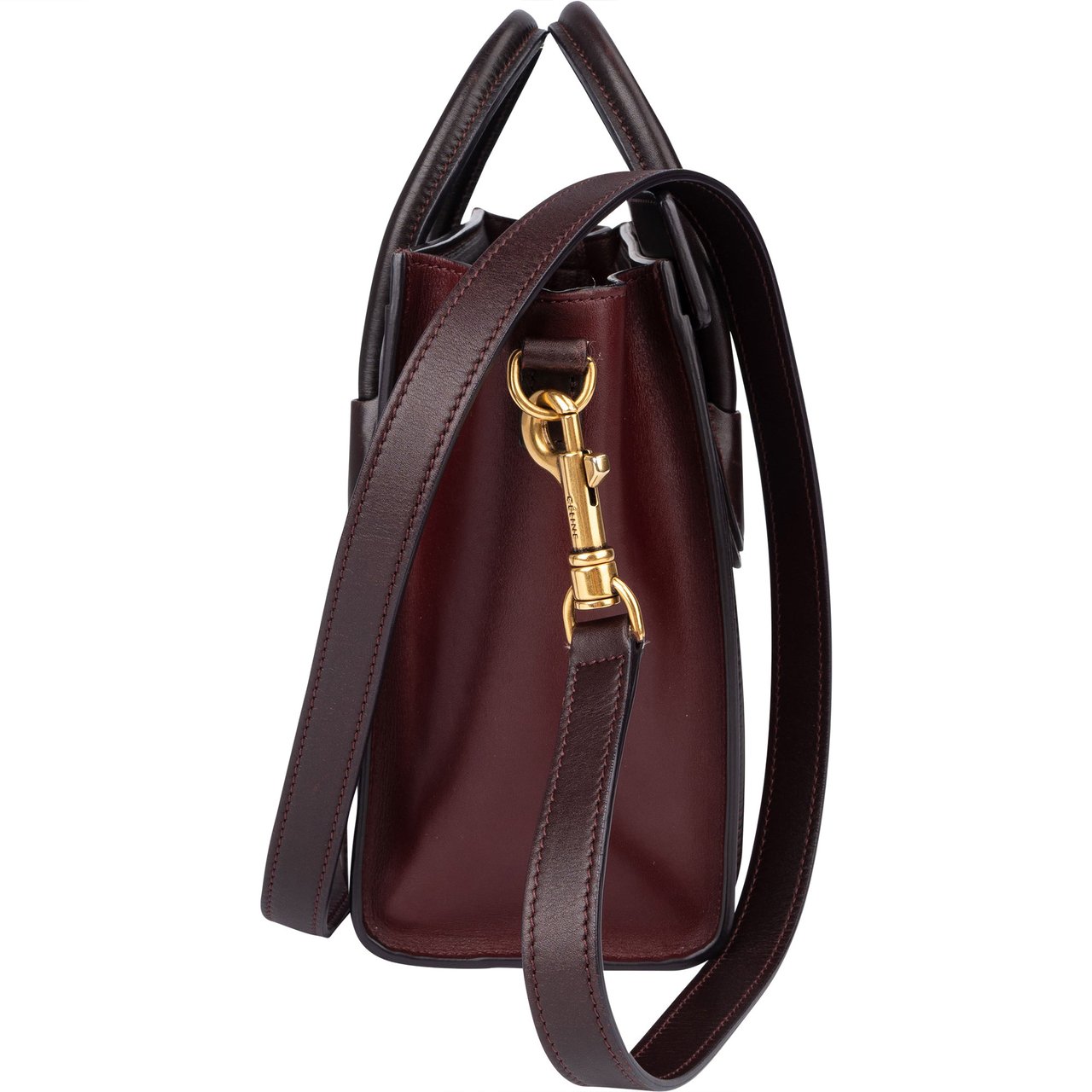 Celine Céline Tricolor Leather Luggage Handbag Bruin