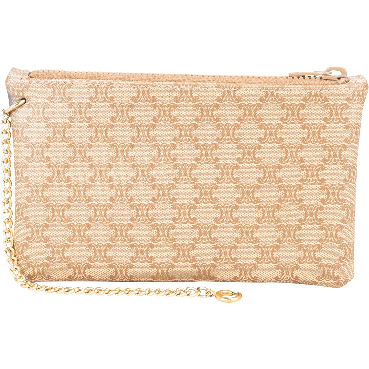 Celine Celine Maccadam Monogram Chain Pouch Beige