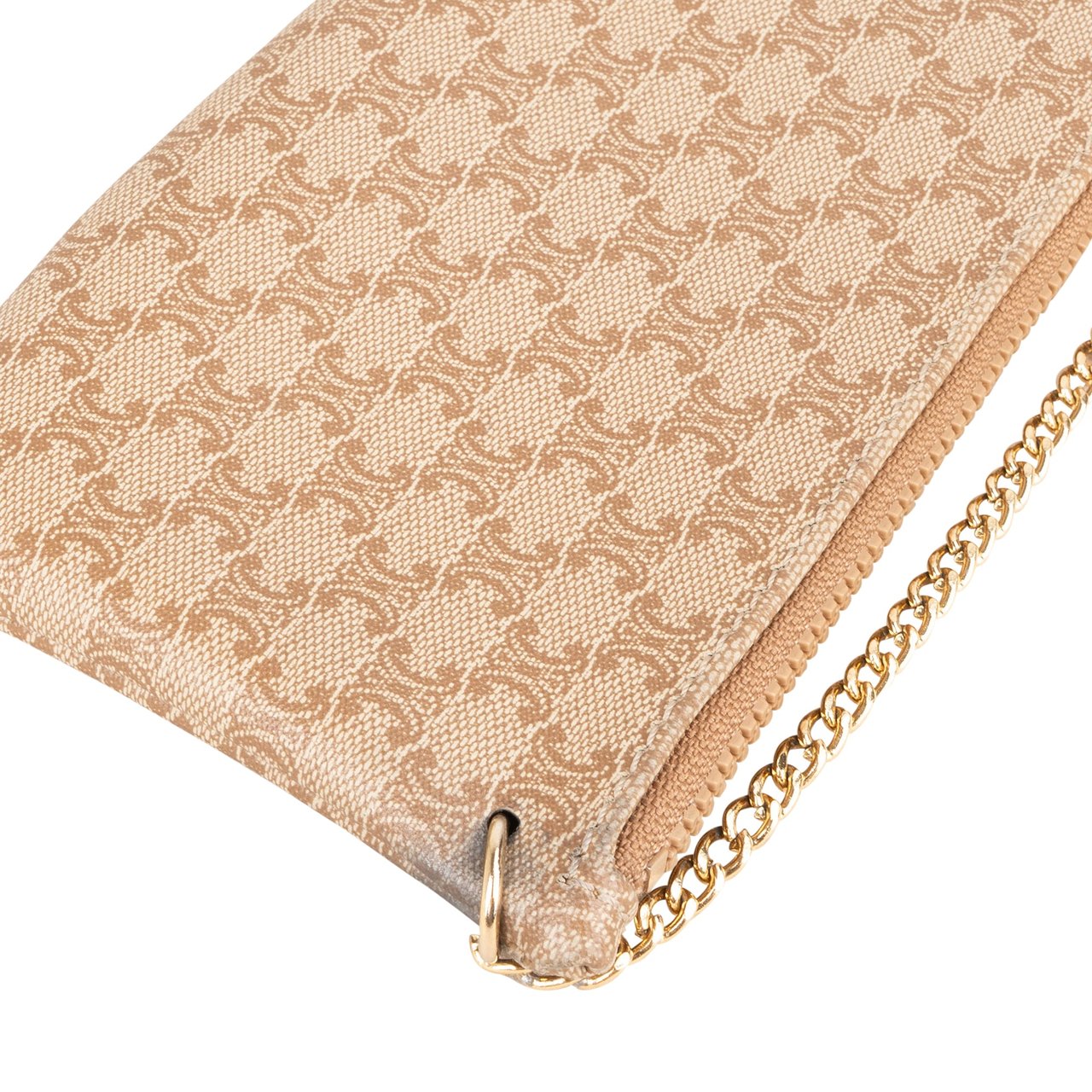 Celine Celine Maccadam Monogram Chain Pouch Beige