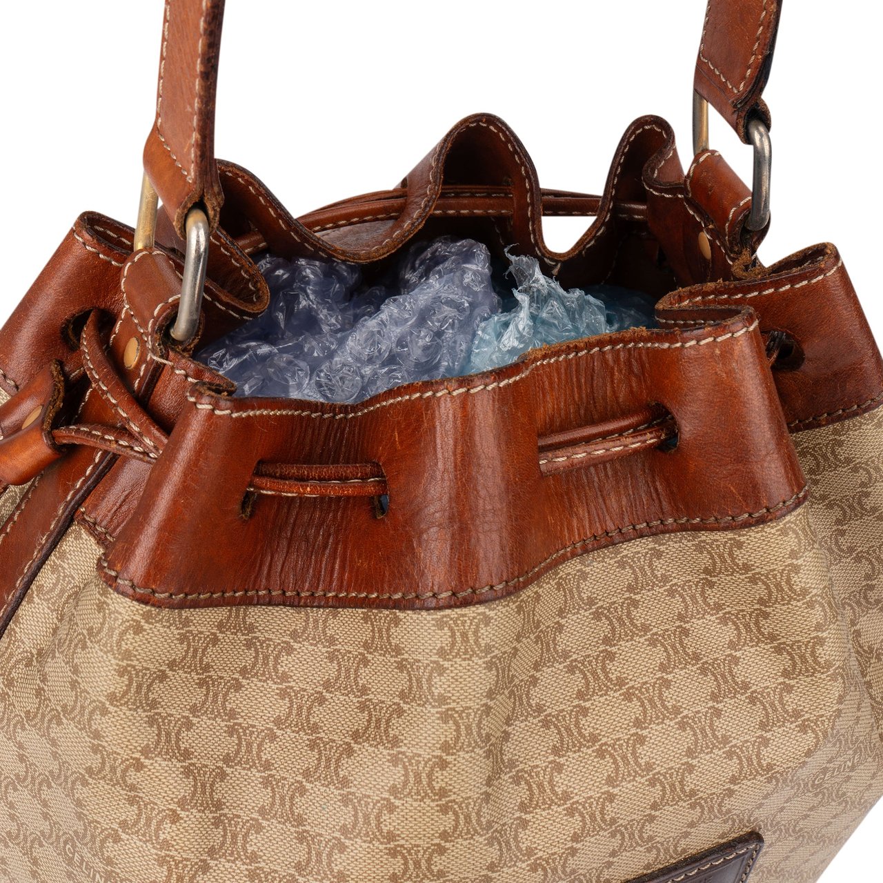 Celine Celine Maccadam Monogram Bucket Shoulder Bag Bruin