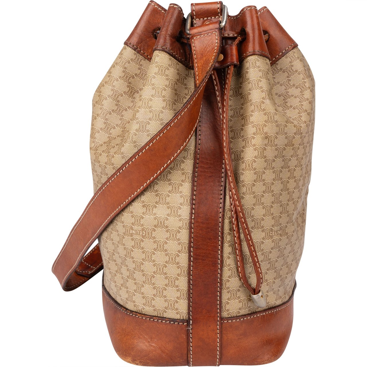 Celine Celine Maccadam Monogram Bucket Shoulder Bag Bruin