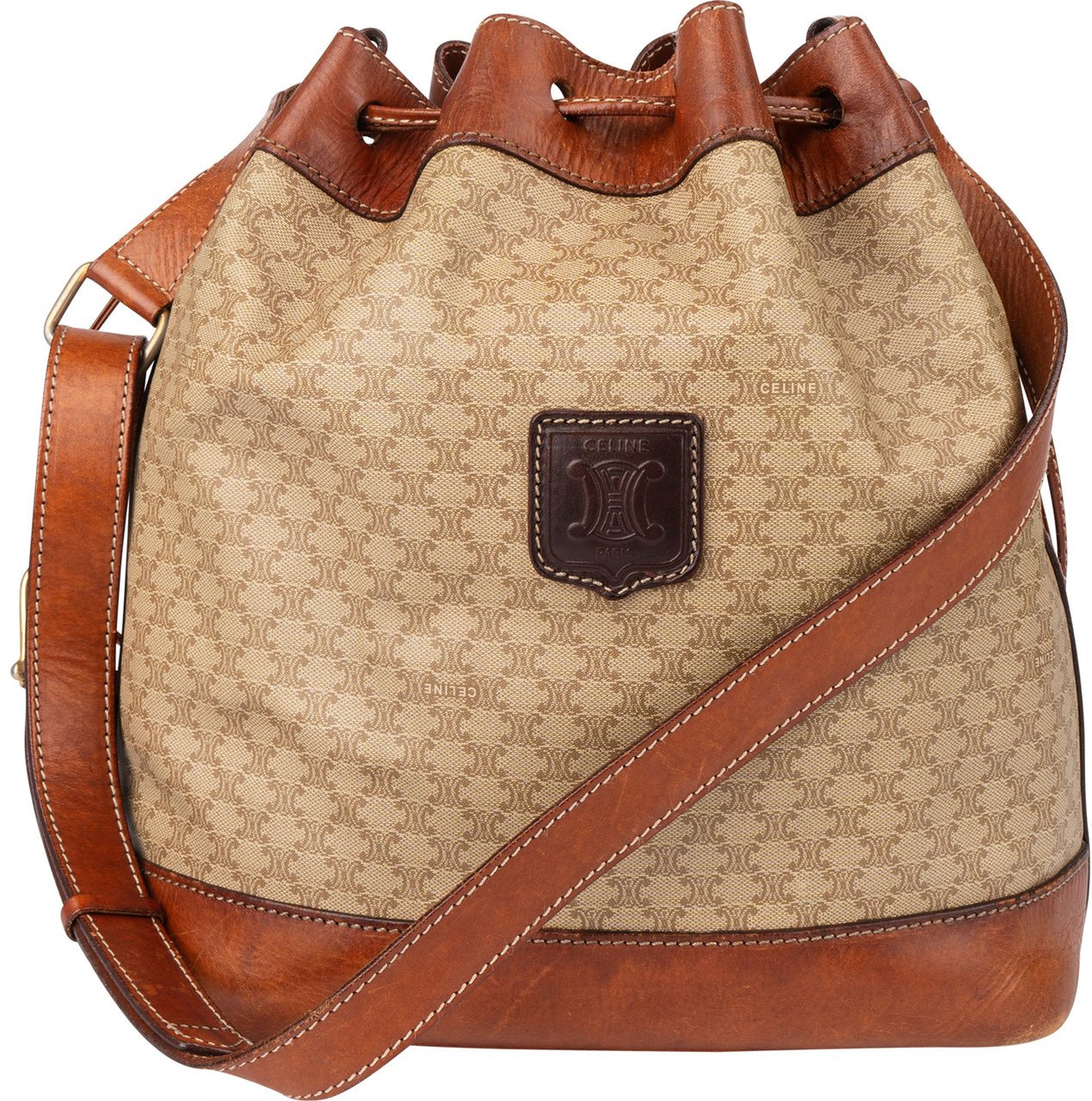 Celine Celine Maccadam Monogram Bucket Shoulder Bag Bruin