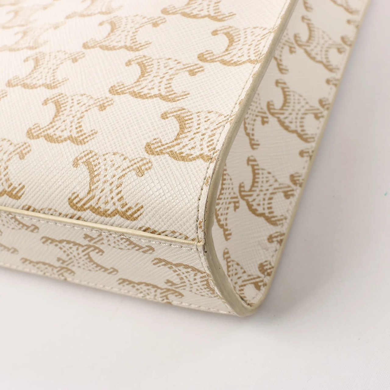 Celine Celine Triomphe Mini Vertical Hippopotamus PVC x Leather 2Way Handbag White x Brown Beige