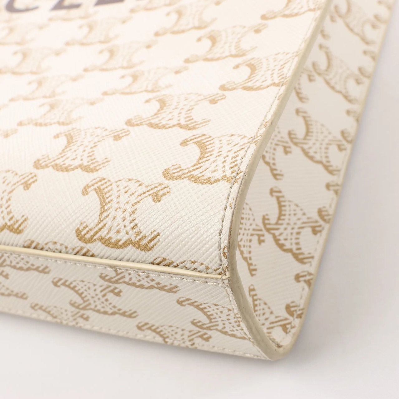 Celine Celine Triomphe Mini Vertical Hippopotamus PVC x Leather 2Way Handbag White x Brown Beige