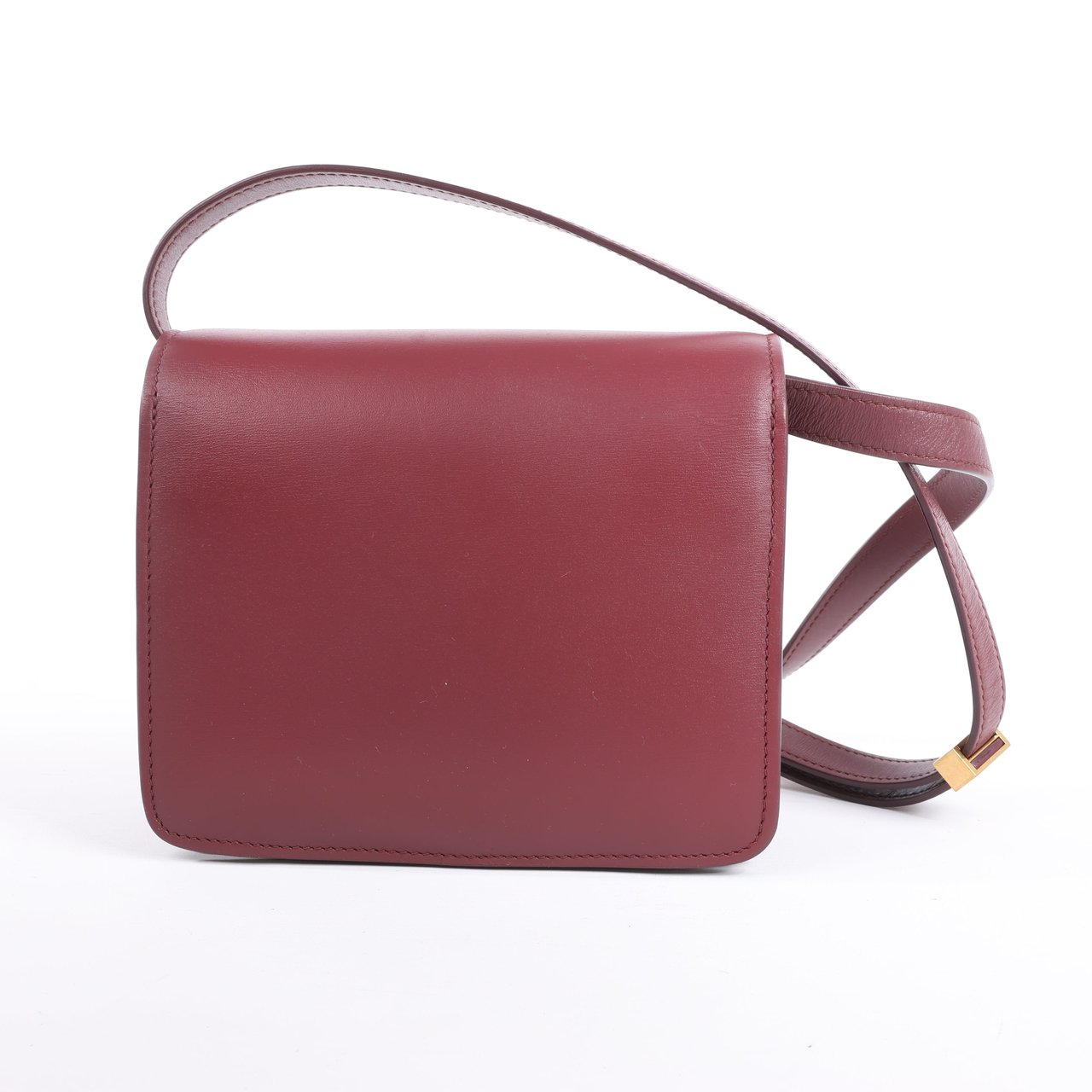 Celine Celine Classic Box Small Leather Shoulder Bag in Burgundy Maroon
