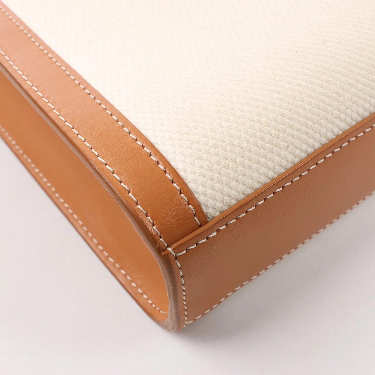 Celine Celine Vertical Mini Hippopotamus Canvas x Leather 2Way Handbag Beige x Brown Divers