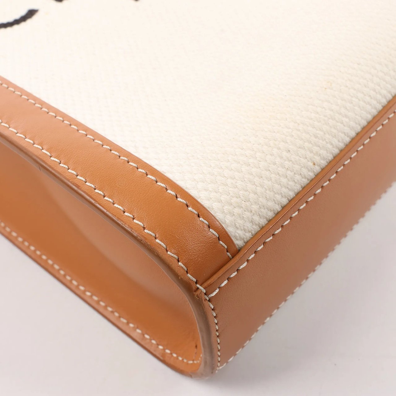 Celine Celine Vertical Mini Hippopotamus Canvas x Leather 2Way Handbag Beige x Brown Divers