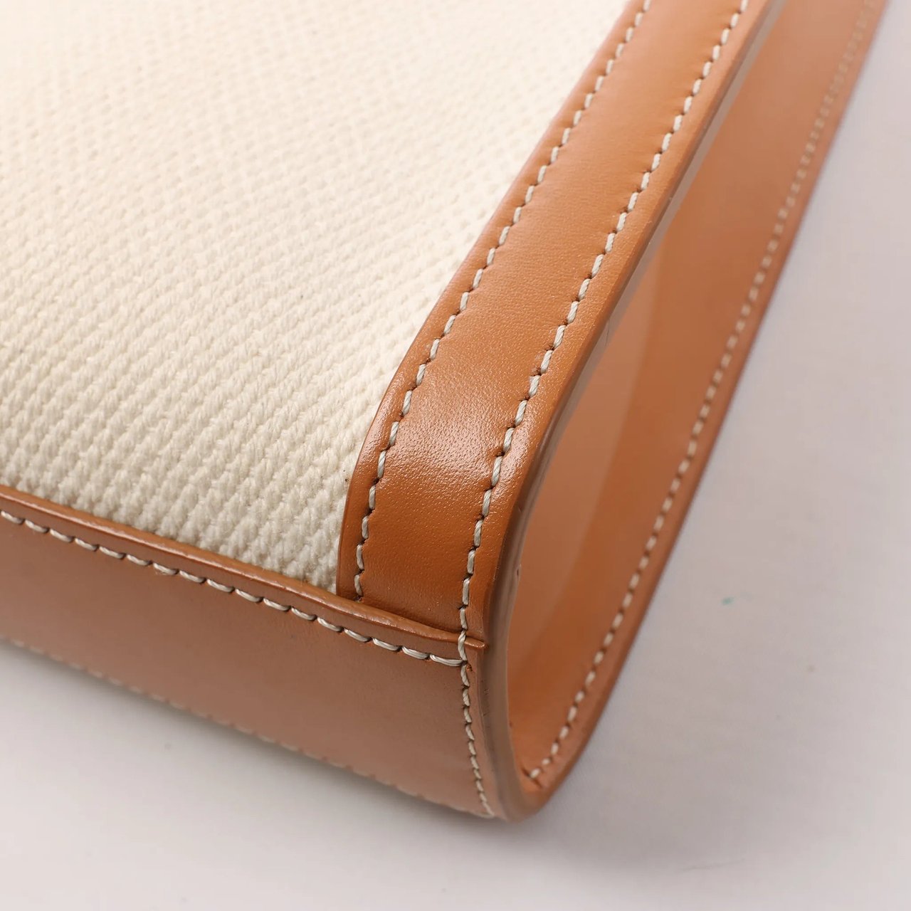 Celine Celine Vertical Mini Hippopotamus Canvas x Leather 2Way Handbag Beige x Brown Divers