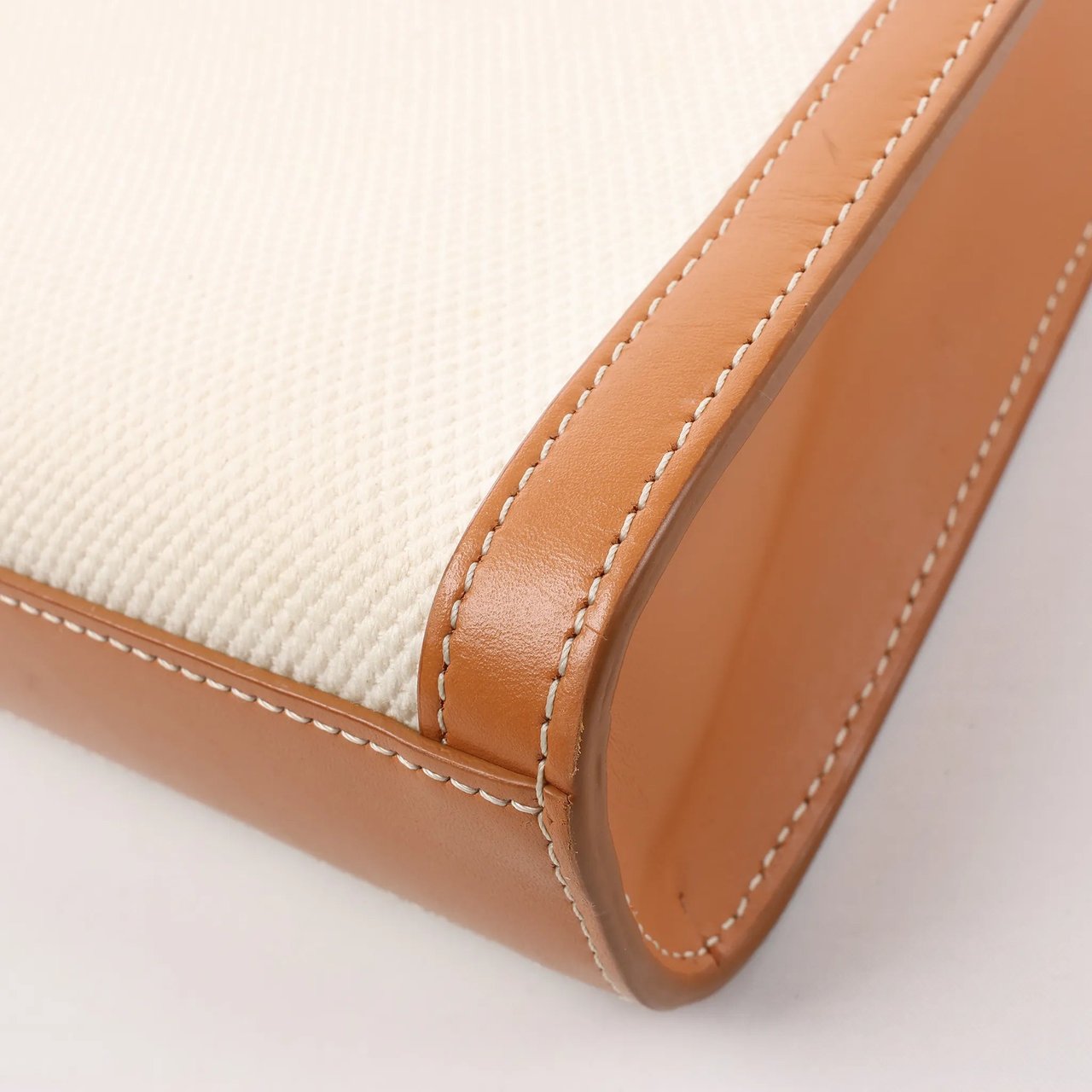 Celine Celine Vertical Mini Hippopotamus Canvas x Leather 2Way Handbag Beige x Brown Divers