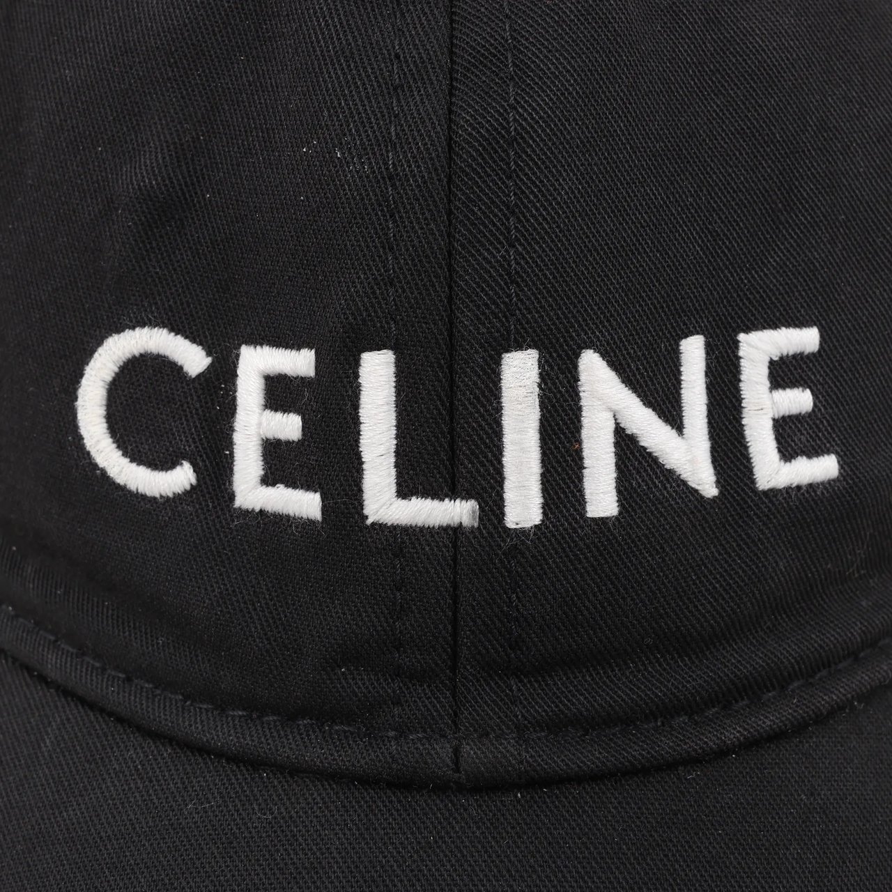 Celine CELINE Embroidered Logo Adjustable Hat in Black Zwart