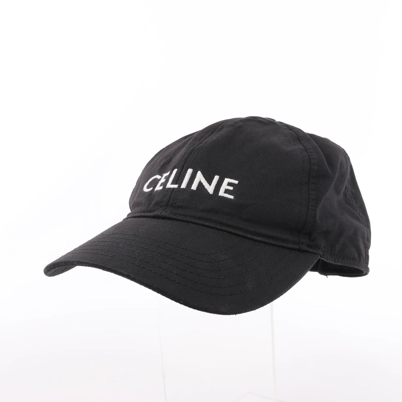 Celine CELINE Embroidered Logo Adjustable Hat in Black Zwart