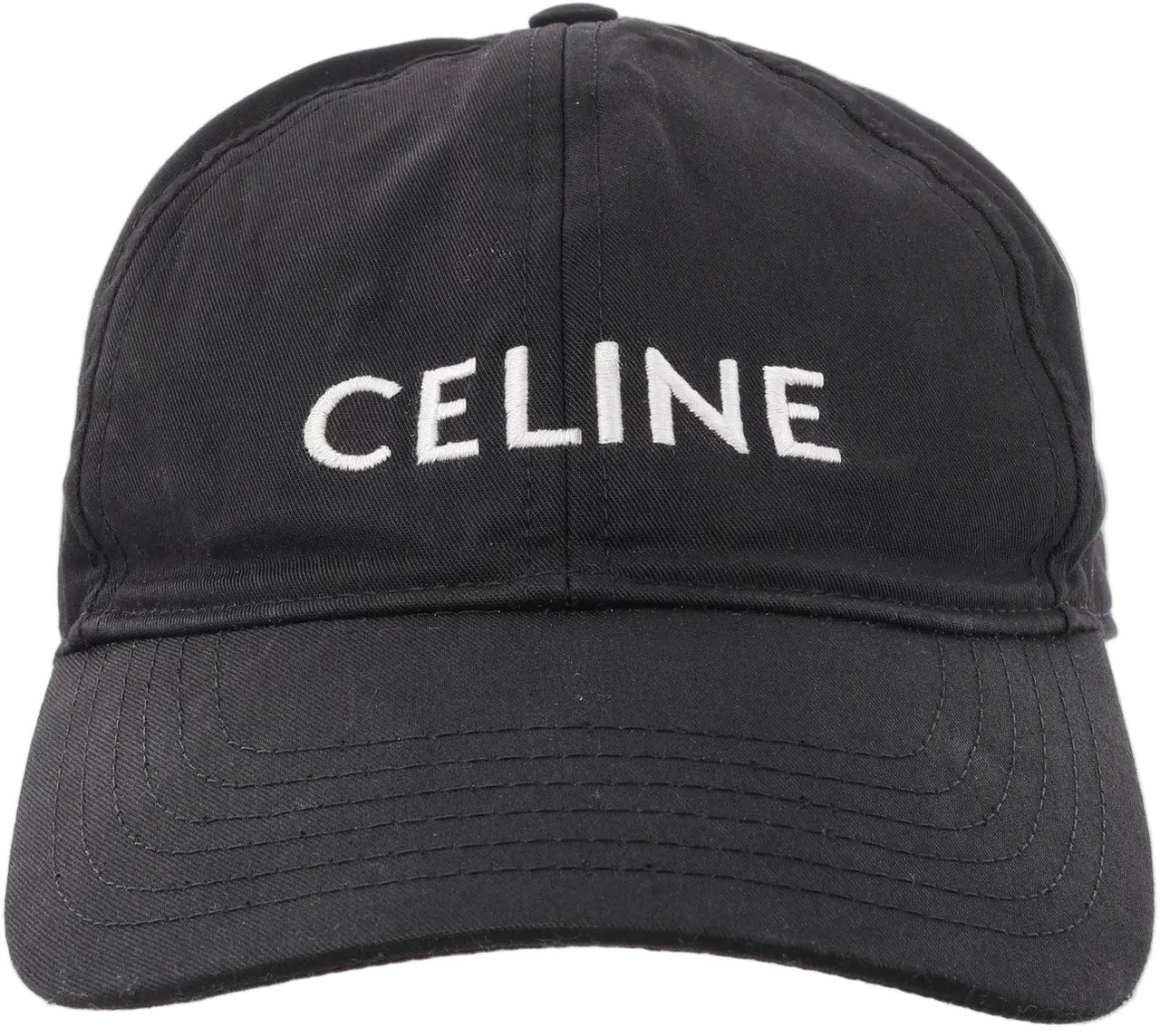 Celine CELINE Embroidered Logo Adjustable Hat in Black Zwart