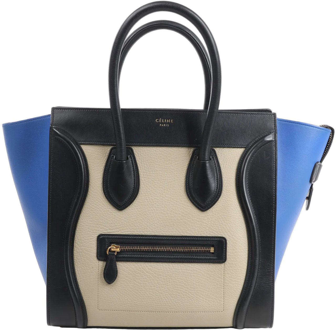 Celine Celine Luggage Mini Leather Tri-Color Handbag in Blue x Beige x Black Divers