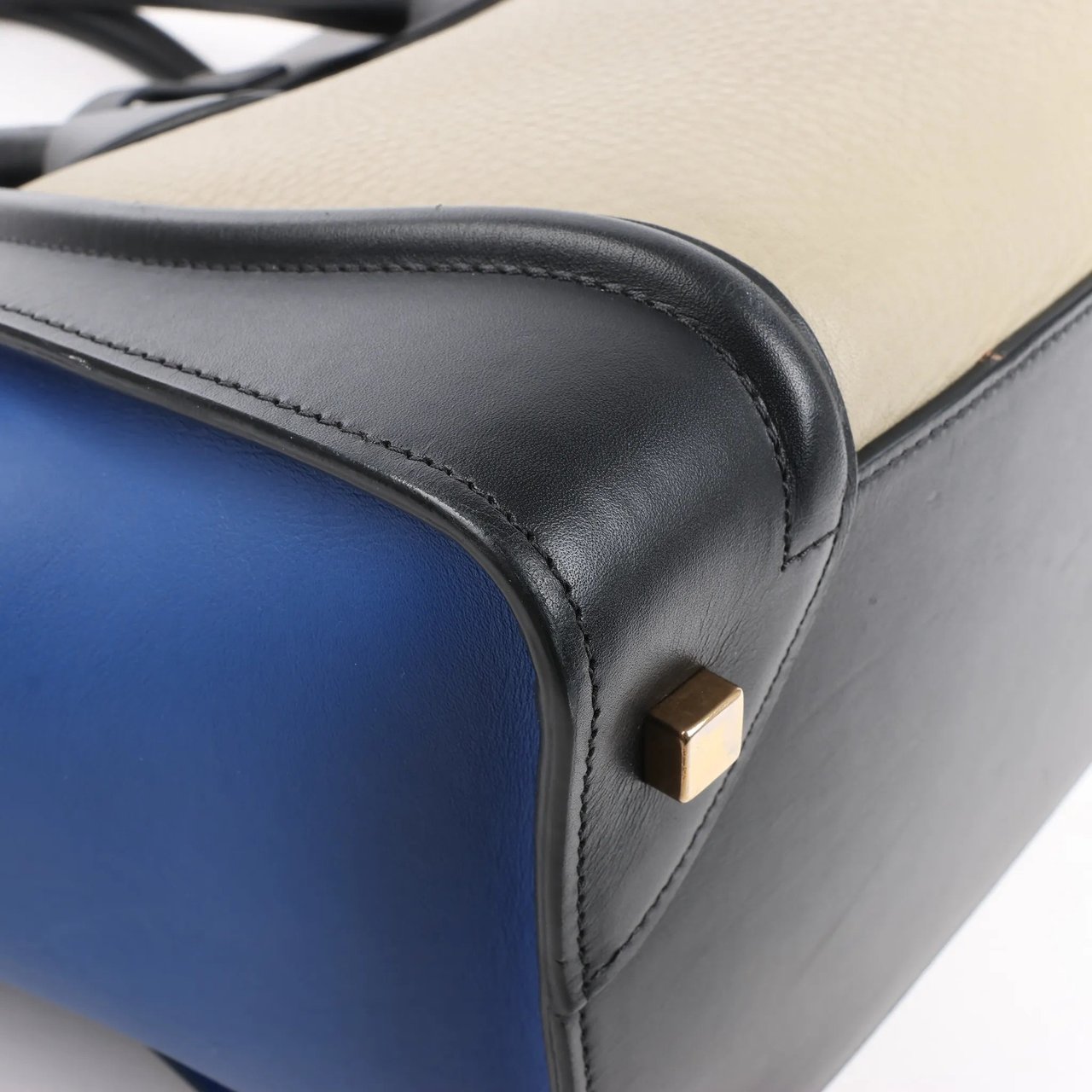 Celine Celine Luggage Mini Leather Tri-Color Handbag in Blue x Beige x Black Divers