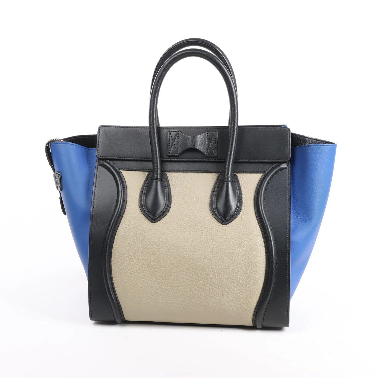 Celine Celine Luggage Mini Leather Tri-Color Handbag in Blue x Beige x Black Divers