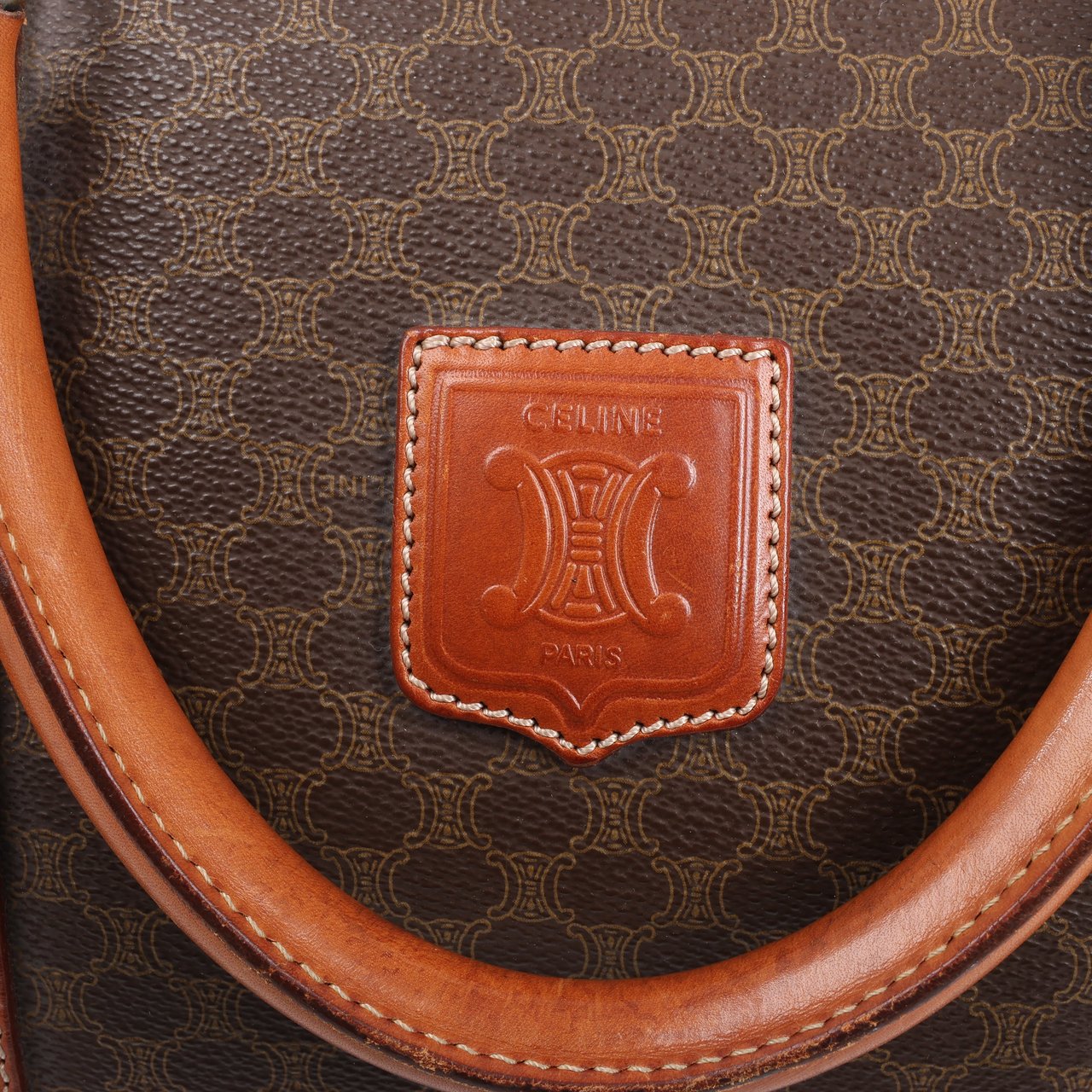 Celine Celine Macadam Boston PVC & Leather Travel Bag in Brown Bruin