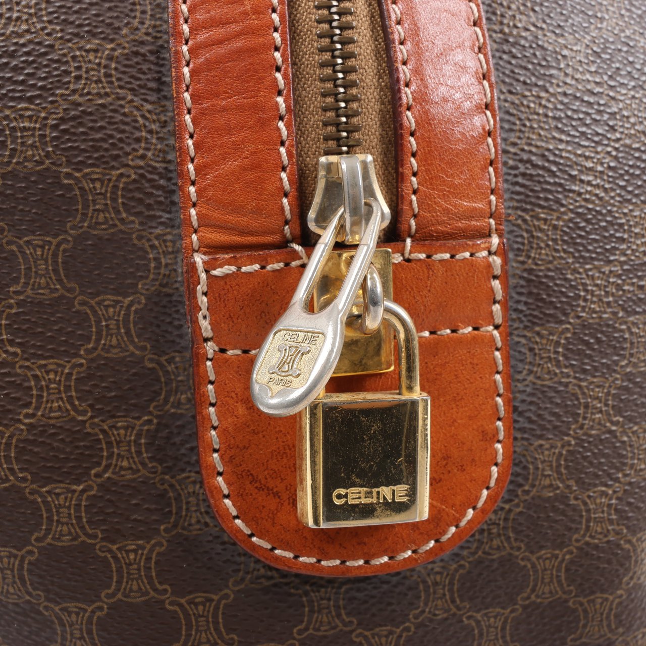 Celine Celine Macadam Boston PVC & Leather Travel Bag in Brown Bruin