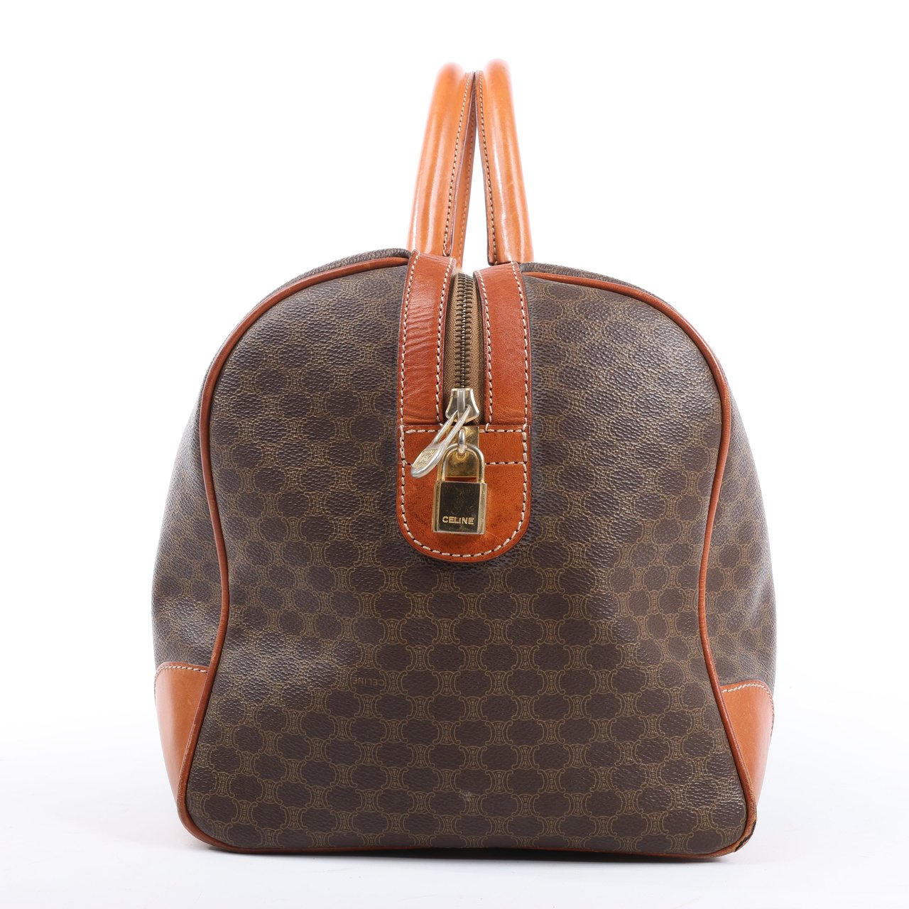 Celine Celine Macadam Boston PVC & Leather Travel Bag in Brown Bruin