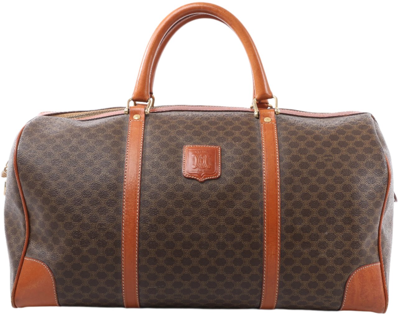 Celine Celine Macadam Boston PVC & Leather Travel Bag in Brown Bruin