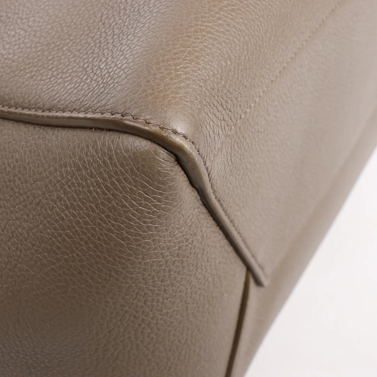 Celine CELINE Seau Sangle Bucket Leather Shoulder Bag in Greige Grijs