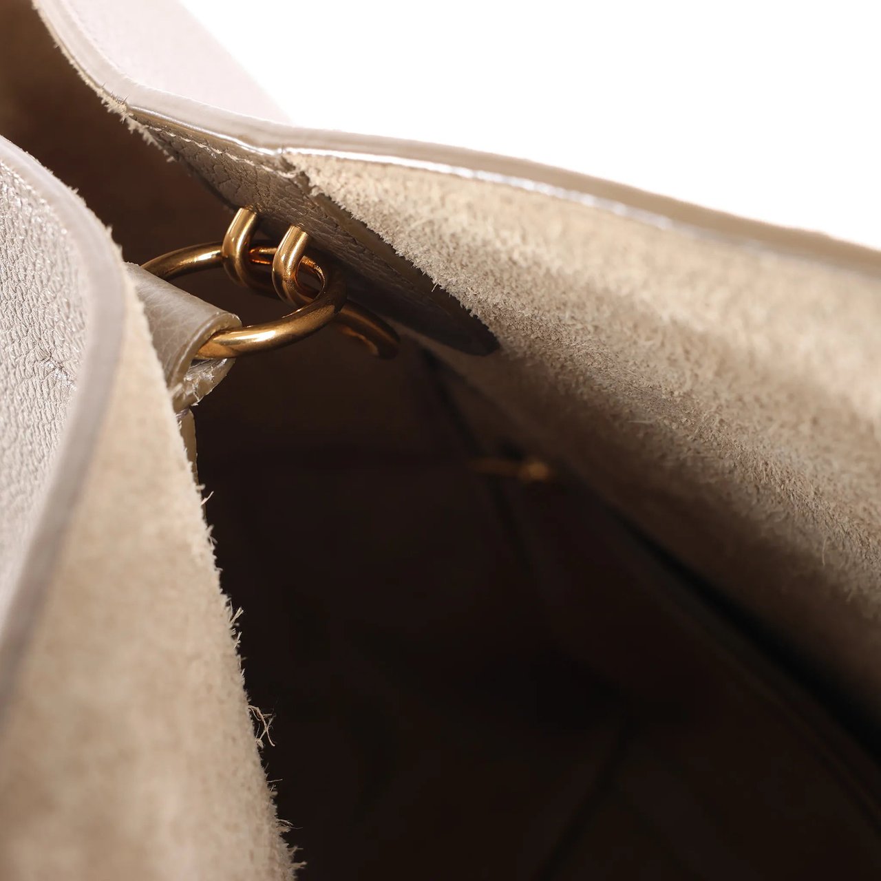 Celine CELINE Seau Sangle Bucket Leather Shoulder Bag in Greige Grijs