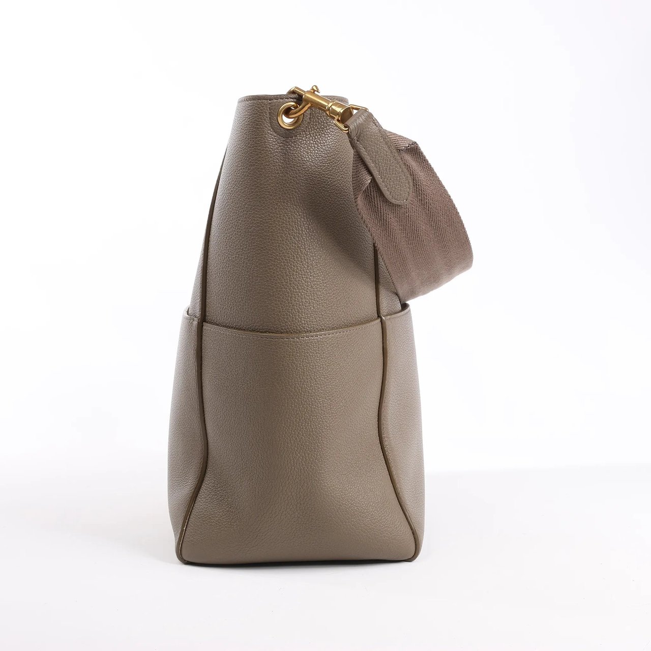 Celine CELINE Seau Sangle Bucket Leather Shoulder Bag in Greige Grijs