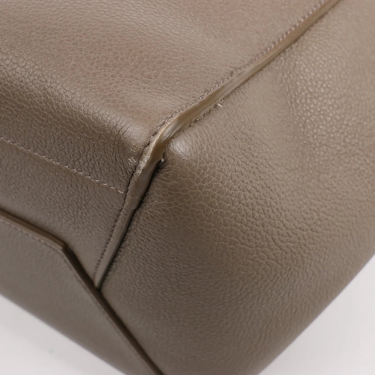 Celine CELINE Seau Sangle Bucket Leather Shoulder Bag in Greige Grijs