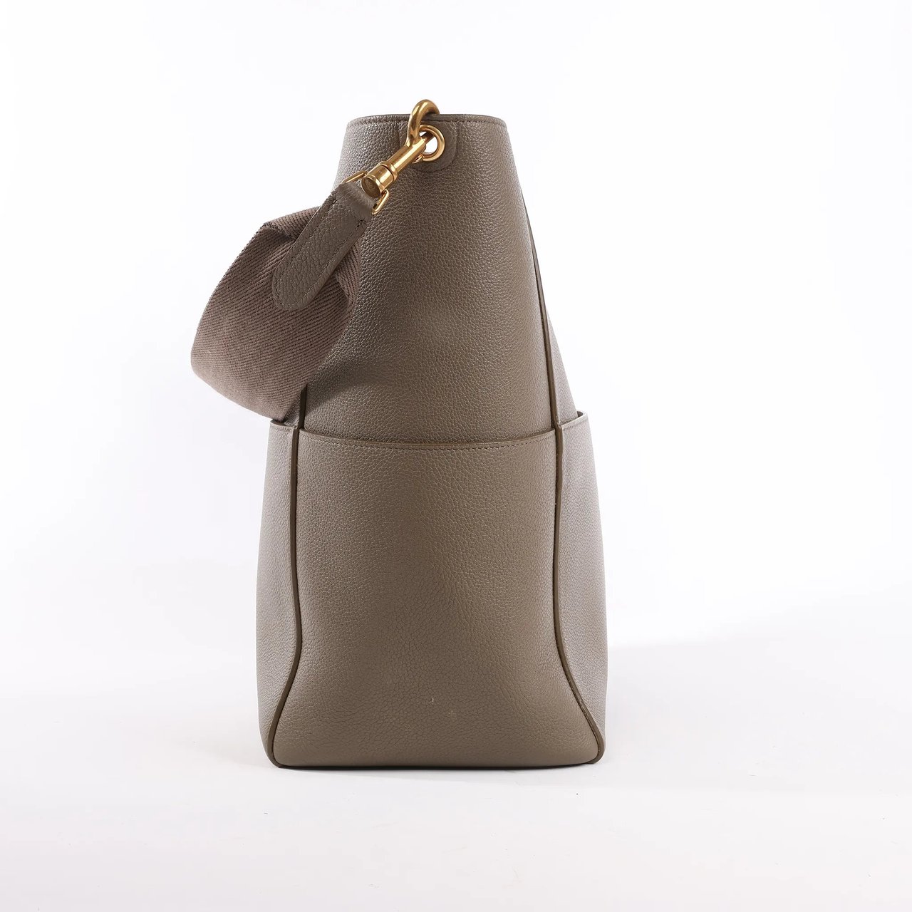 Celine CELINE Seau Sangle Bucket Leather Shoulder Bag in Greige Grijs