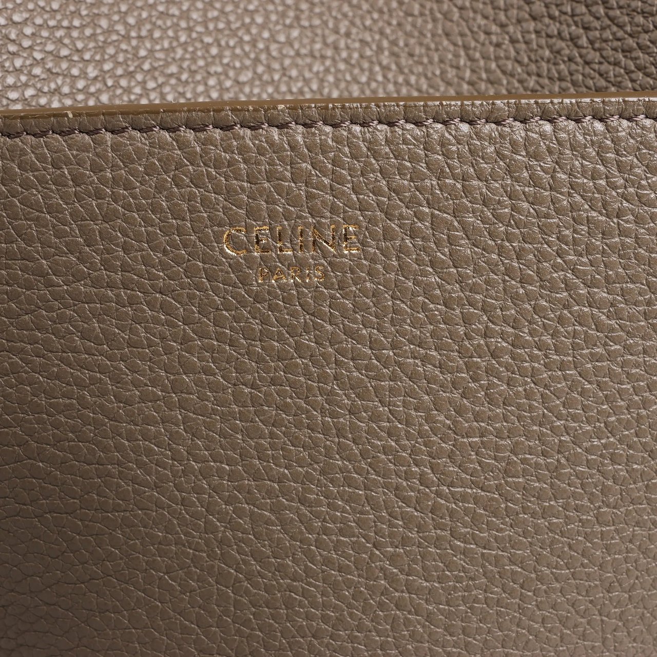 Celine CELINE Seau Sangle Bucket Leather Shoulder Bag in Greige Grijs