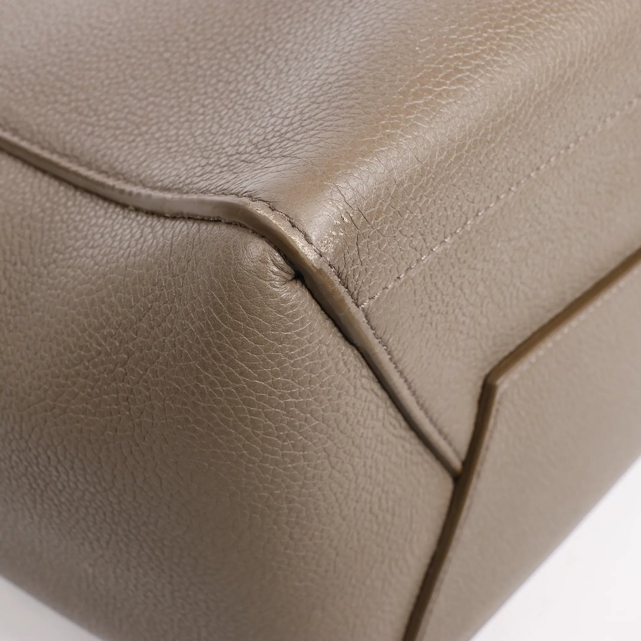 Celine CELINE Seau Sangle Bucket Leather Shoulder Bag in Greige Grijs