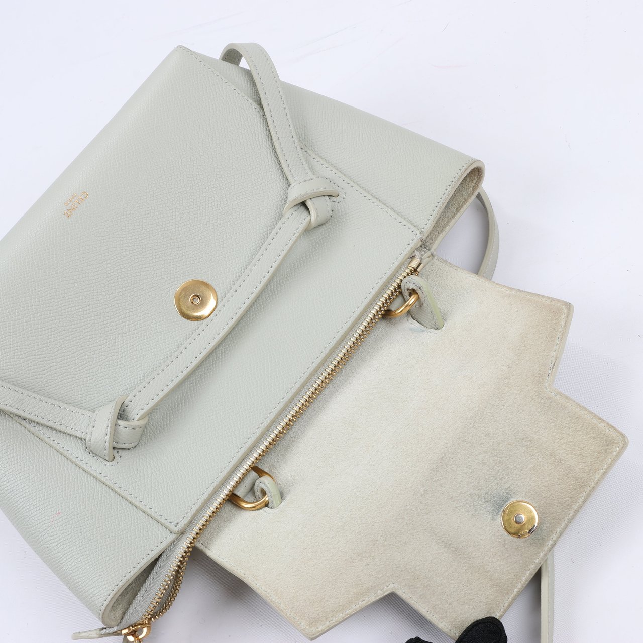 Celine CELINE Belt Bag Grained Calfskin Nano 2Way Handbag in Mint (Marketplaces) Groen