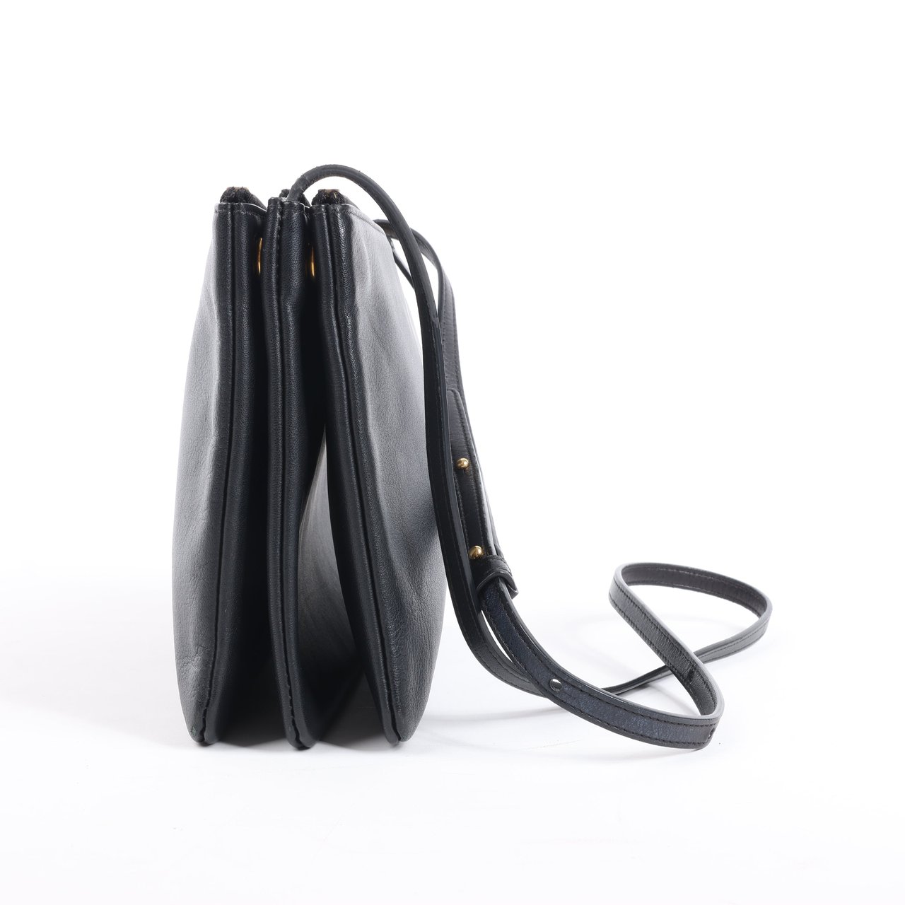 Celine Celine Trio Large Leather Crossbody bag in Black Zwart