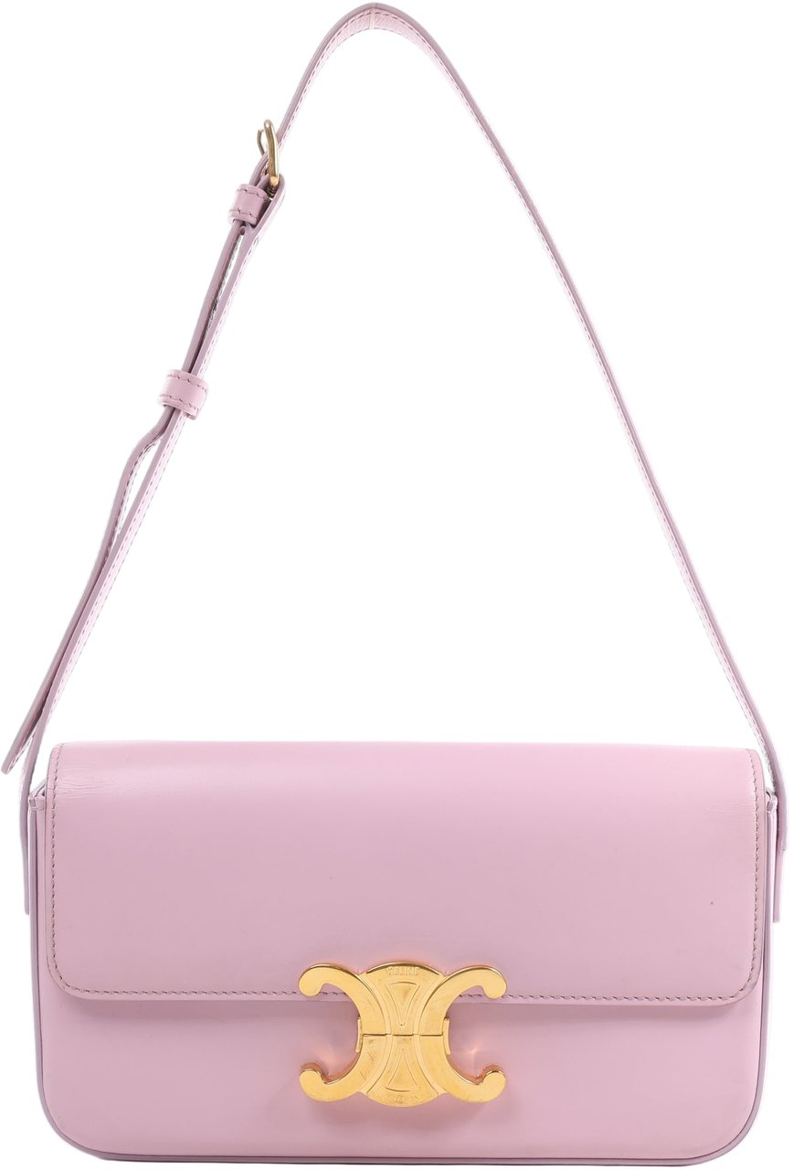Celine Celine Triomphe Smooth Leather Small Shoulder Bag in Pink Roze