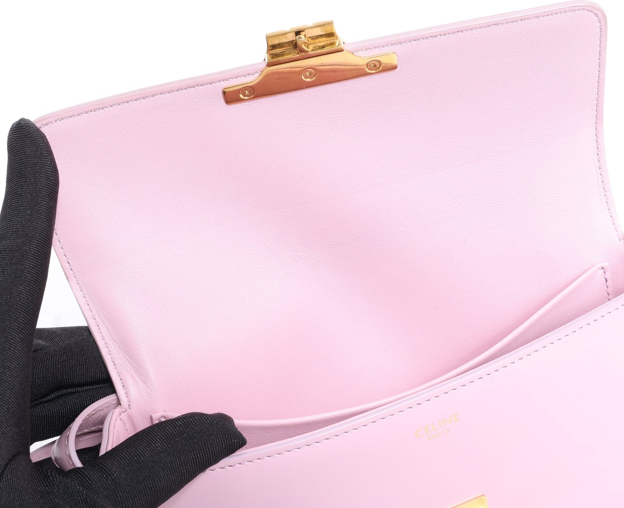 Celine Celine Triomphe Smooth Leather Small Shoulder Bag in Pink Roze