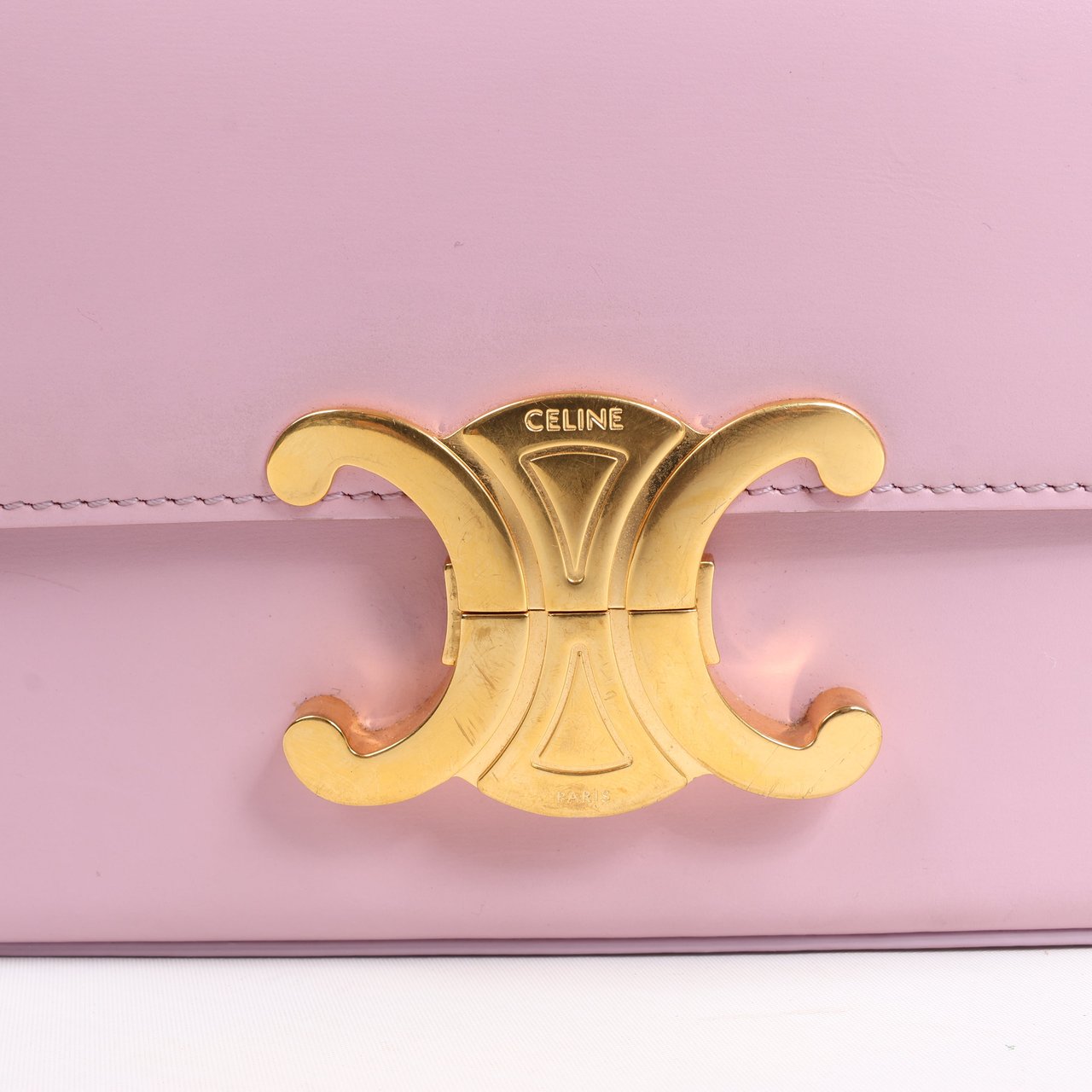 Celine Celine Triomphe Smooth Leather Small Shoulder Bag in Pink Roze